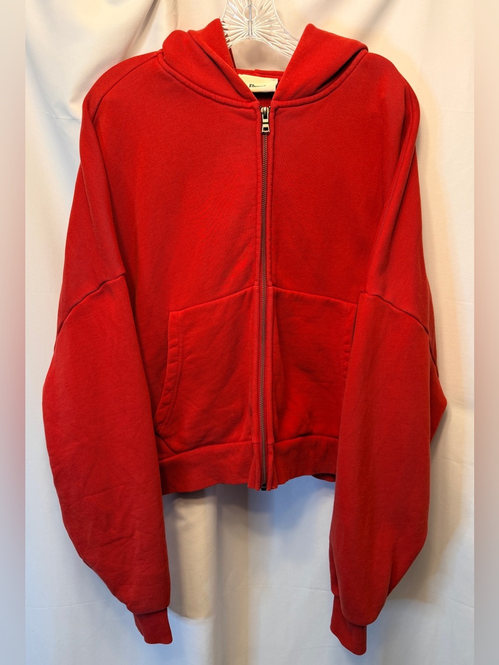Elwood Core Zip-up Hoodie Size XS Oversized Red Unisex 100% Cotton Full Zip
